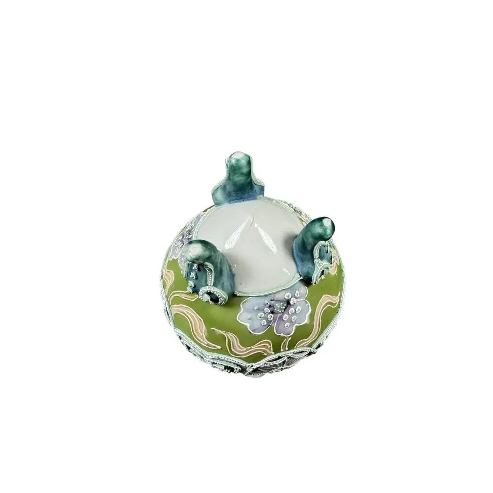Vintage Moriage Hand Painted Vase 3 Legs No Marks - NIPPON??